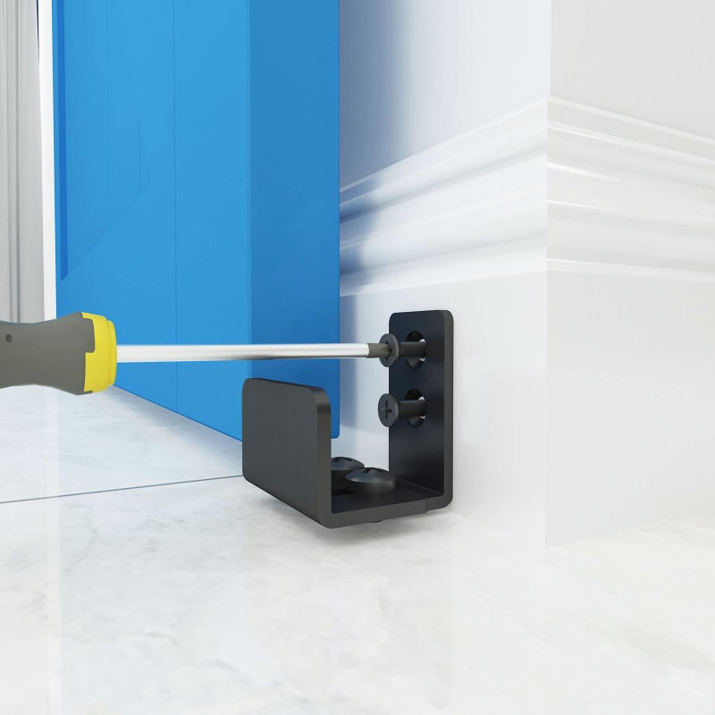 JUBEST Matte Black Floor Guide Wall Mount Sliding Barn Door Hardware Up to 1-3/8"W 1-1/4"H - Image 2